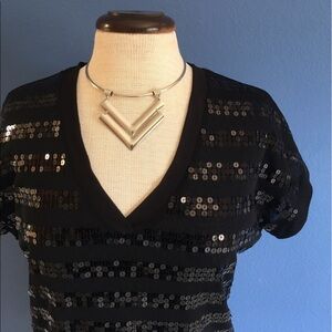 🆕 INC Black Sequin V-Neck Top